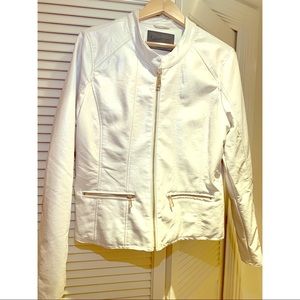 XL Faux Leather Moto Jacket. Color: Pearl
